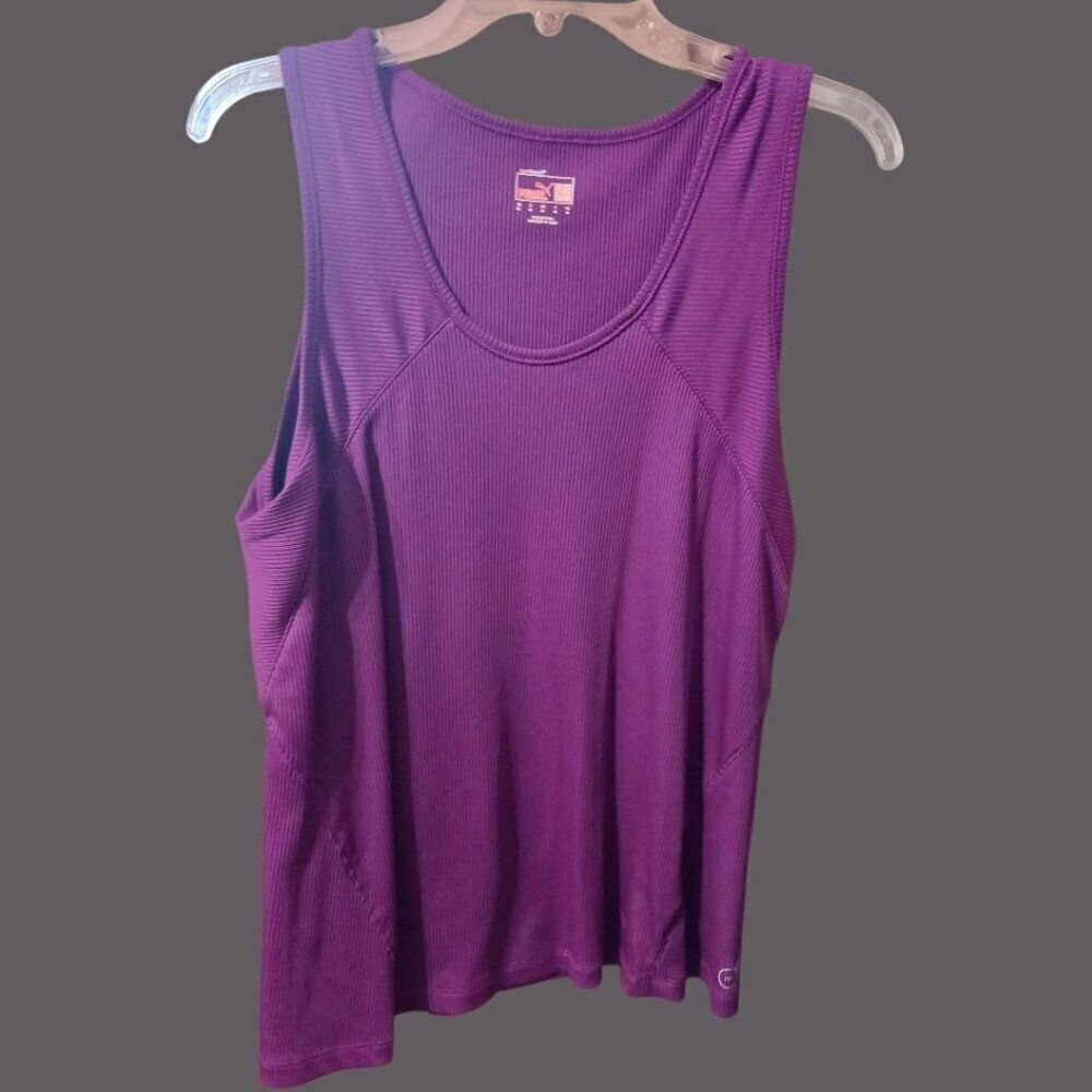 Puma Womens Purple Ribbed  Fitted DryCell Tank Top Purple Small